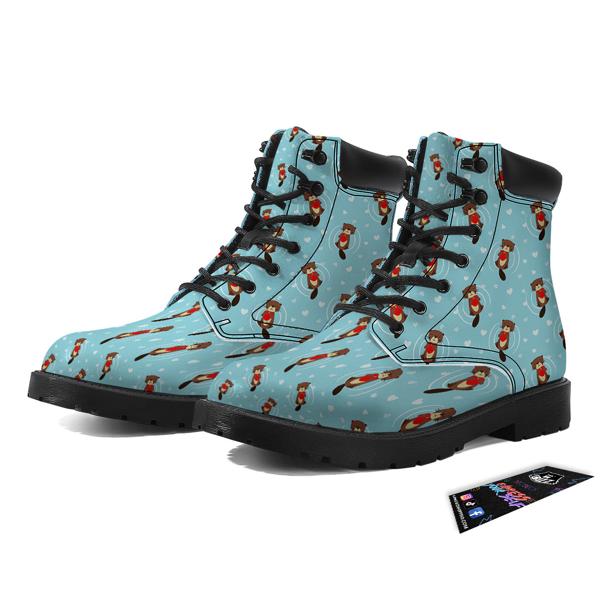 Beaver And Heart Print Pattern Boots-grizzshop