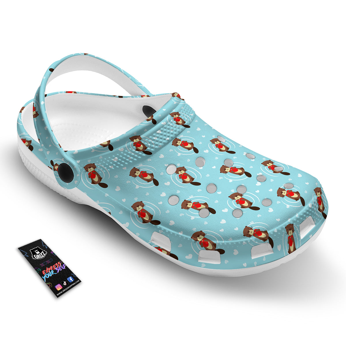 Beaver And Heart Print Pattern Clog-grizzshop