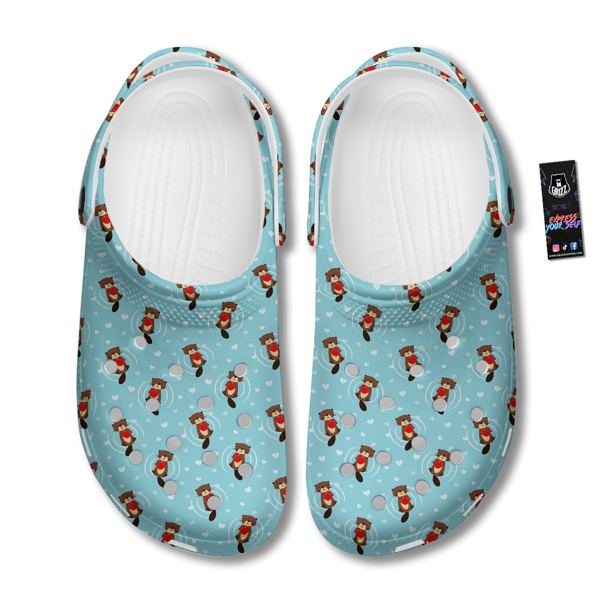 Beaver And Heart Print Pattern Clog-grizzshop