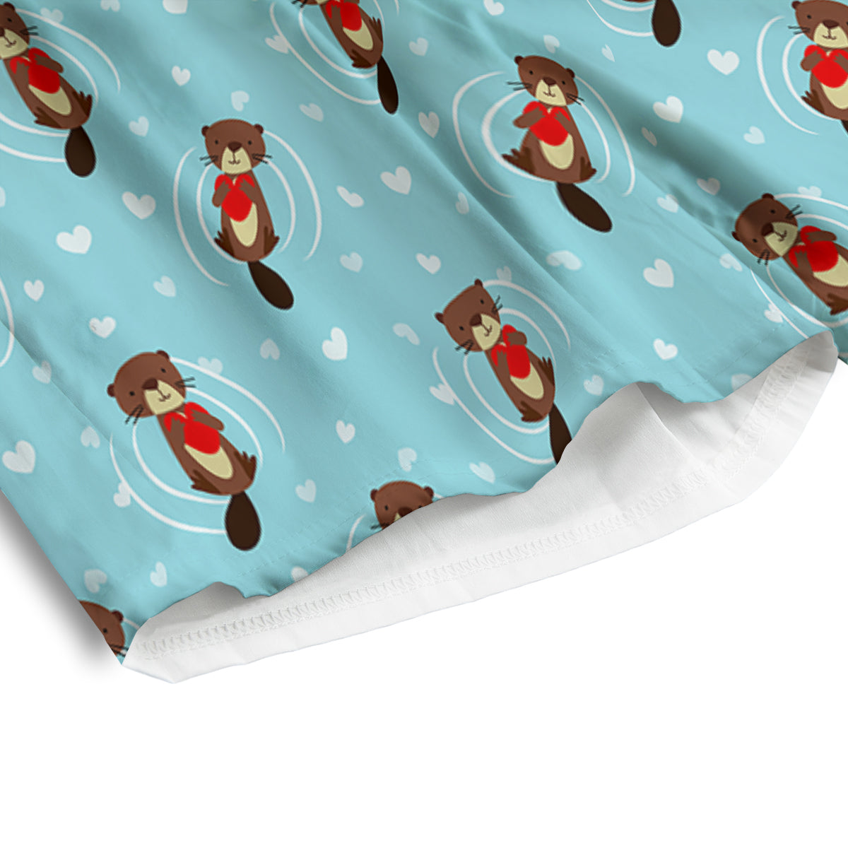 Beaver And Heart Print Pattern Men's Athletic Shorts