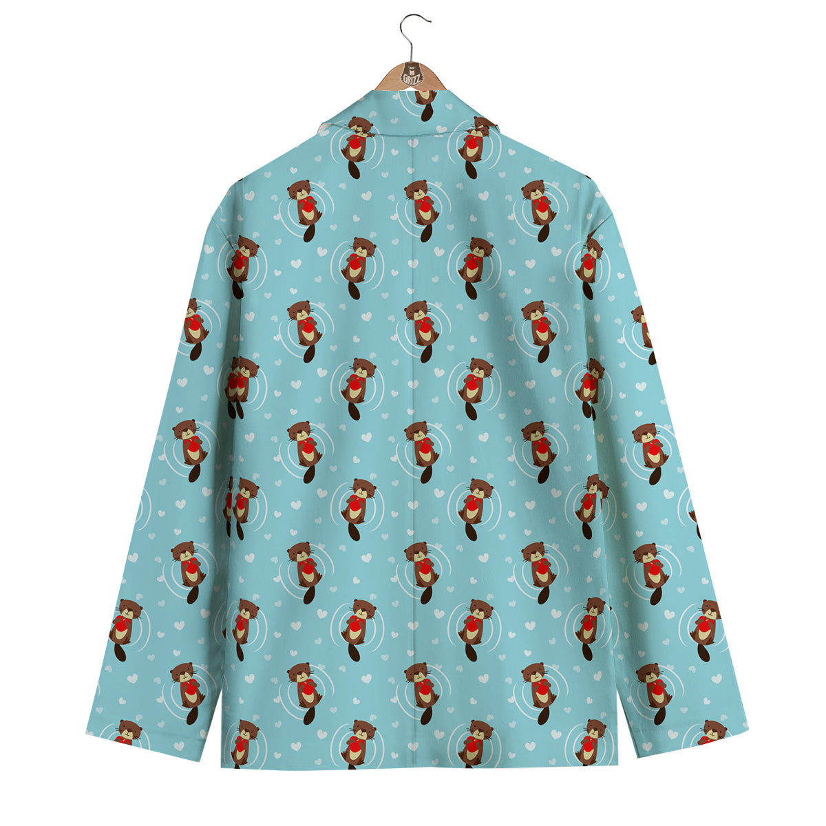 Beaver And Heart Print Pattern Men's Blazer-grizzshop