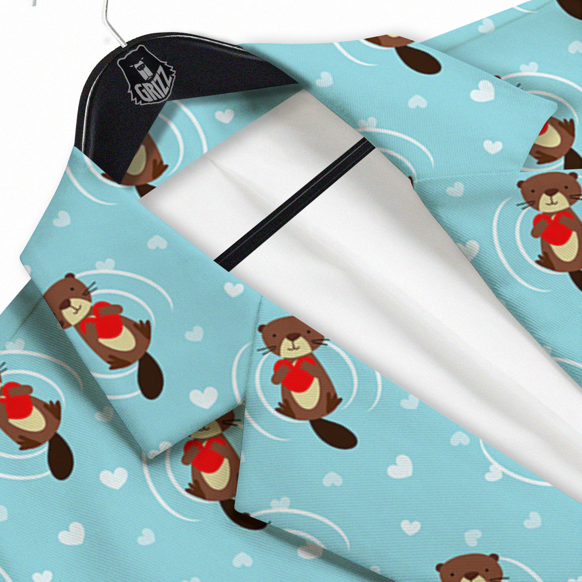 Beaver And Heart Print Pattern Men's Sport Coat-grizzshop