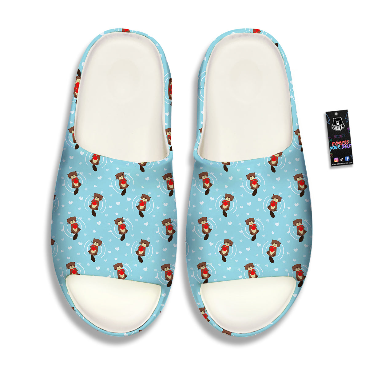 Beaver And Heart Print Pattern Sandals-grizzshop