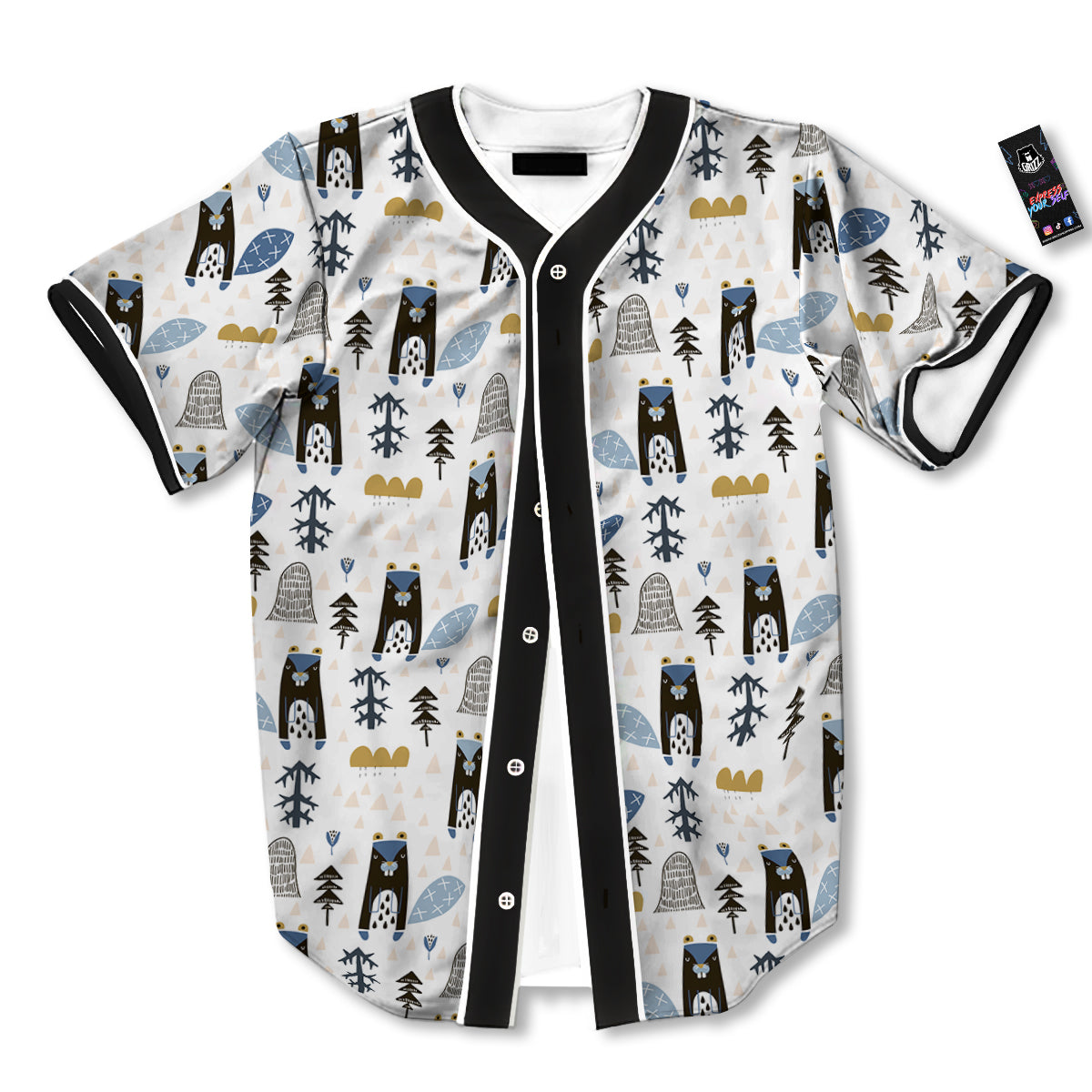 Beaver Cartoon Print Pattern Baseball Jersey-grizzshop