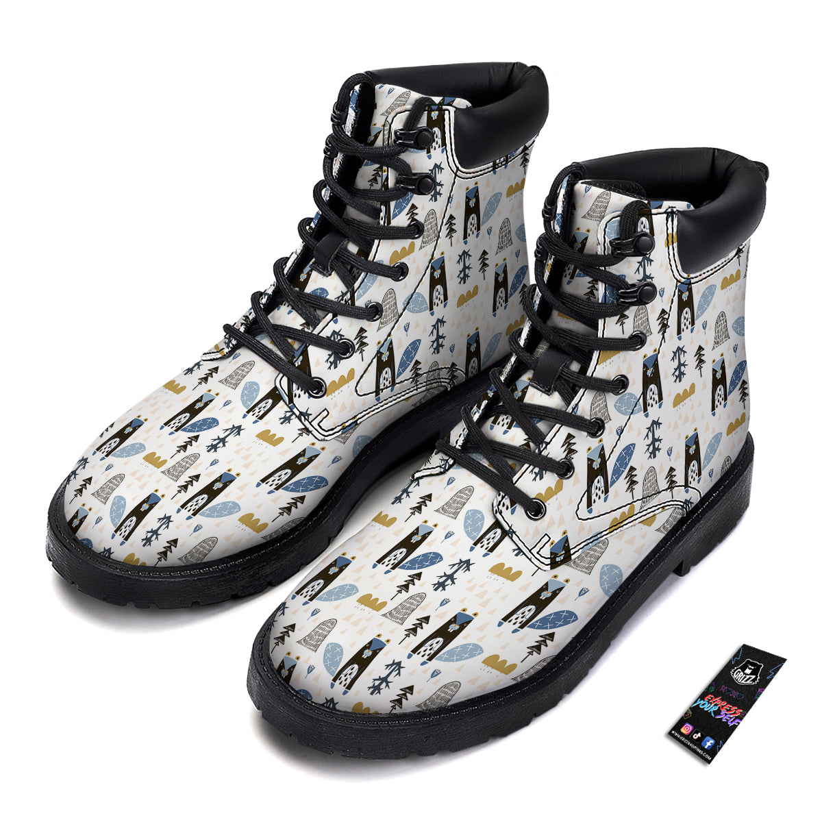 Beaver Cartoon Print Pattern Boots-grizzshop