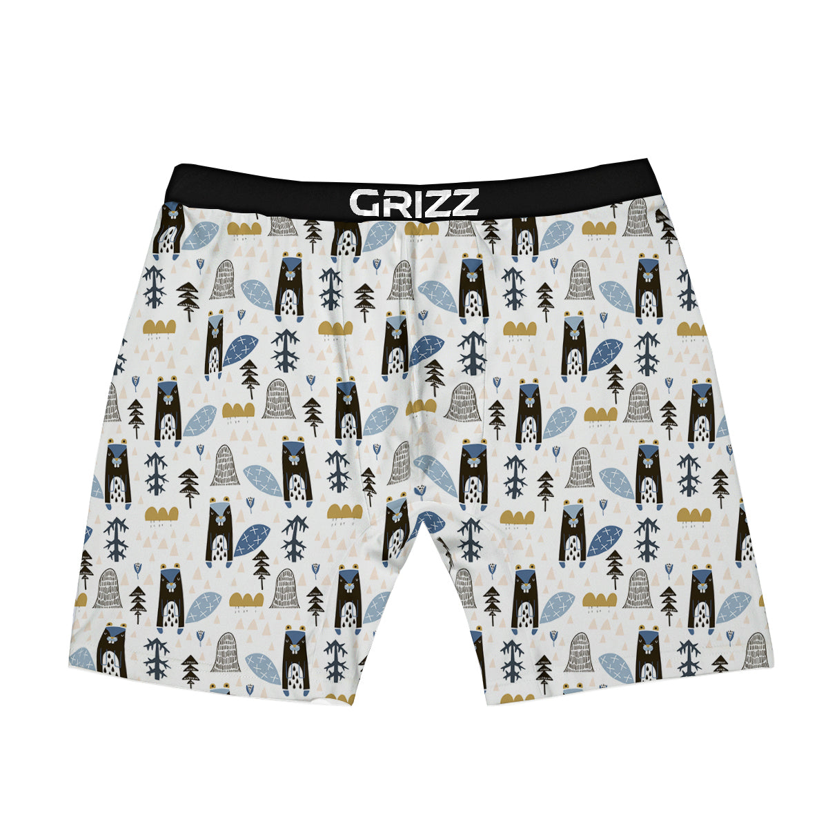 Beaver Cartoon Print Pattern Boxer Briefs-grizzshop