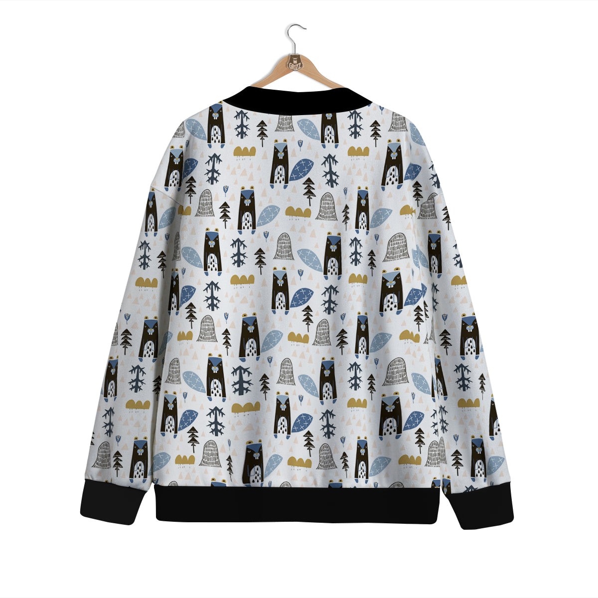 Beaver Cartoon Print Pattern Cardigan-grizzshop