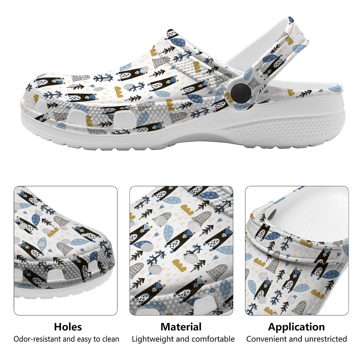 Beaver Cartoon Print Pattern Clog-grizzshop