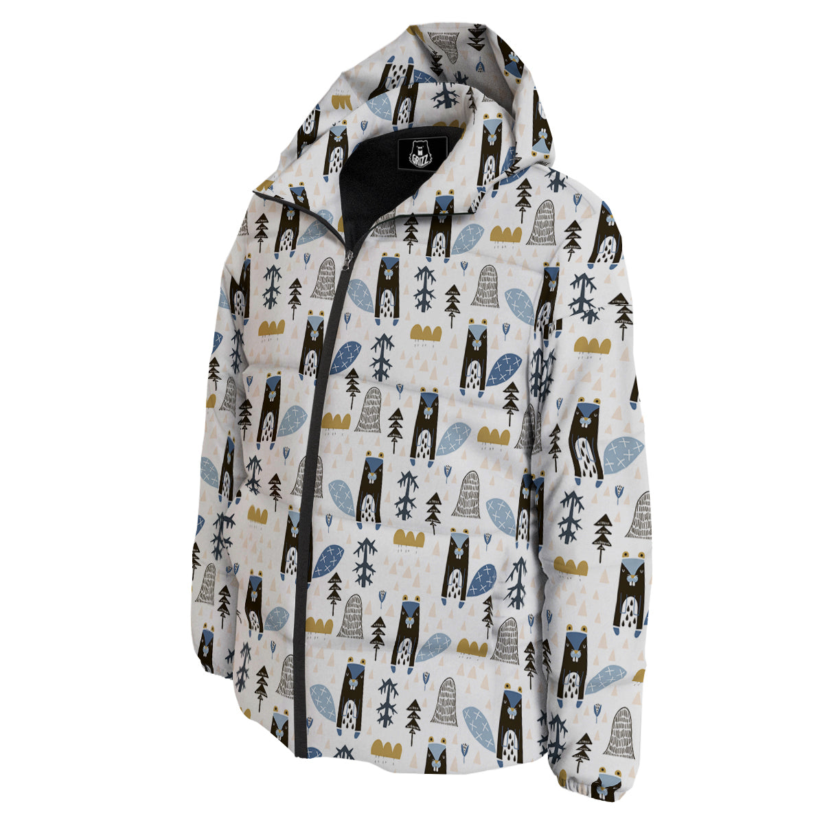 Beaver Cartoon Print Pattern Down Jacket-grizzshop
