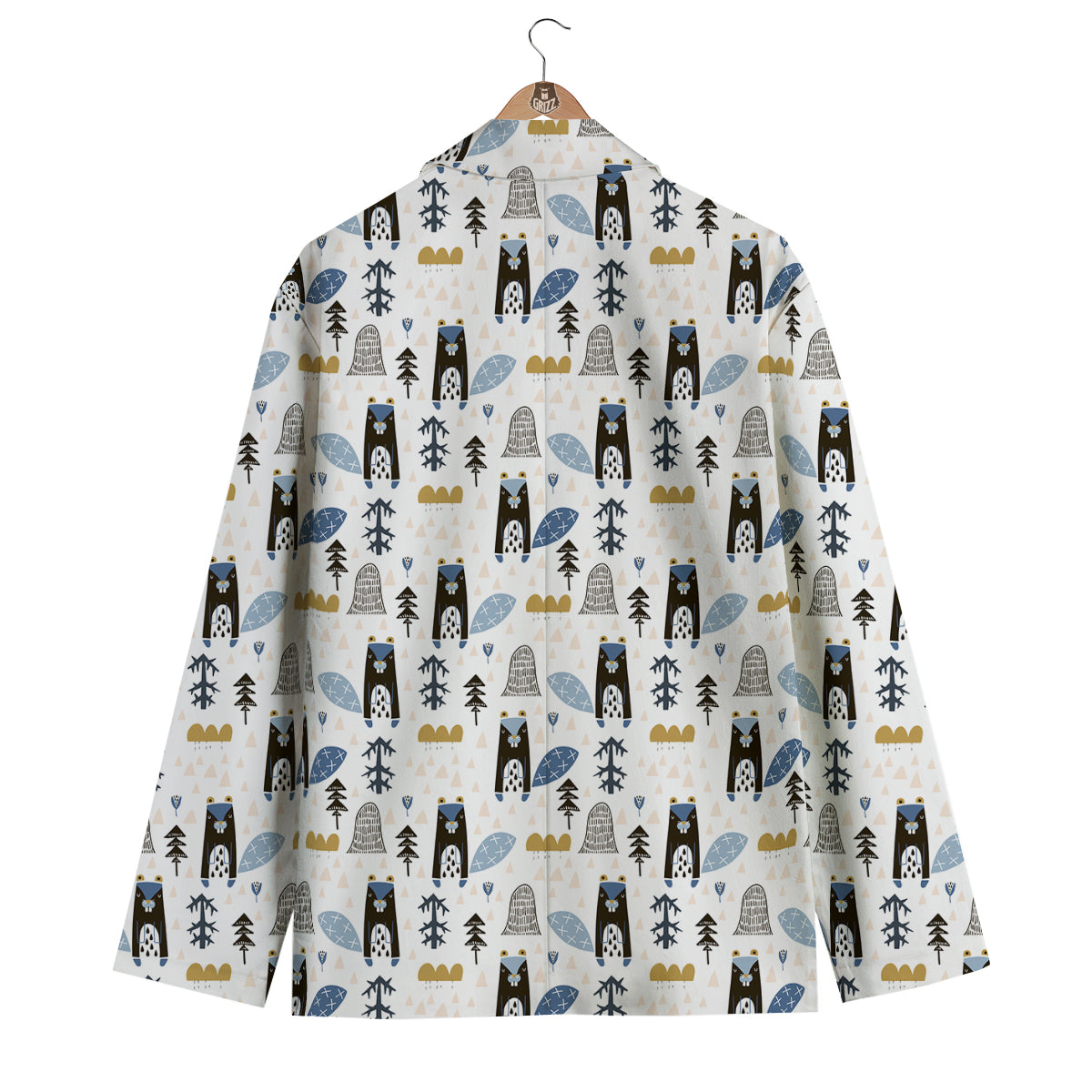 Beaver Cartoon Print Pattern Men's Blazer-grizzshop