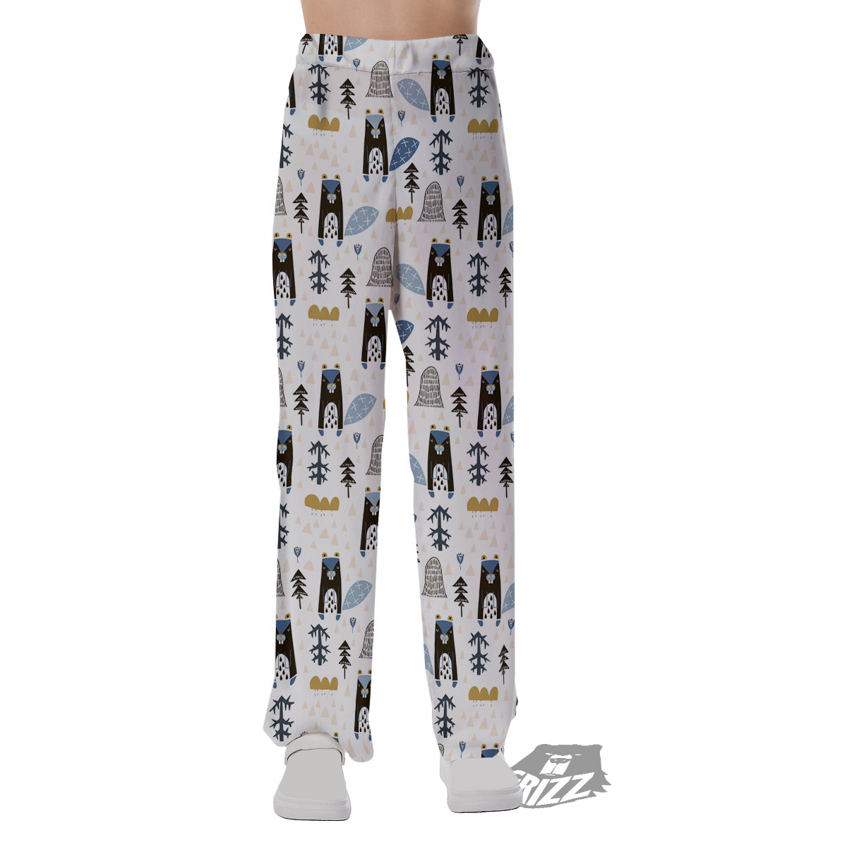 Beaver Cartoon Print Pattern Pajama Pants-grizzshop