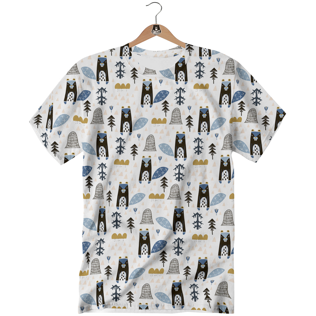 Beaver Cartoon Print Pattern T-Shirt-grizzshop