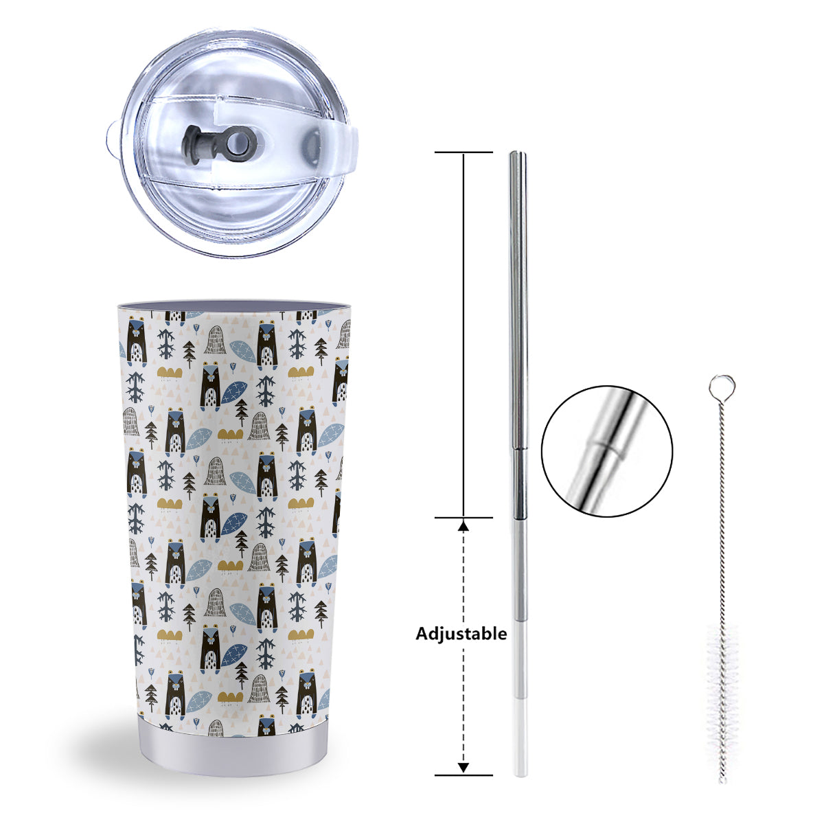 Beaver Cartoon Print Pattern Tumbler-grizzshop