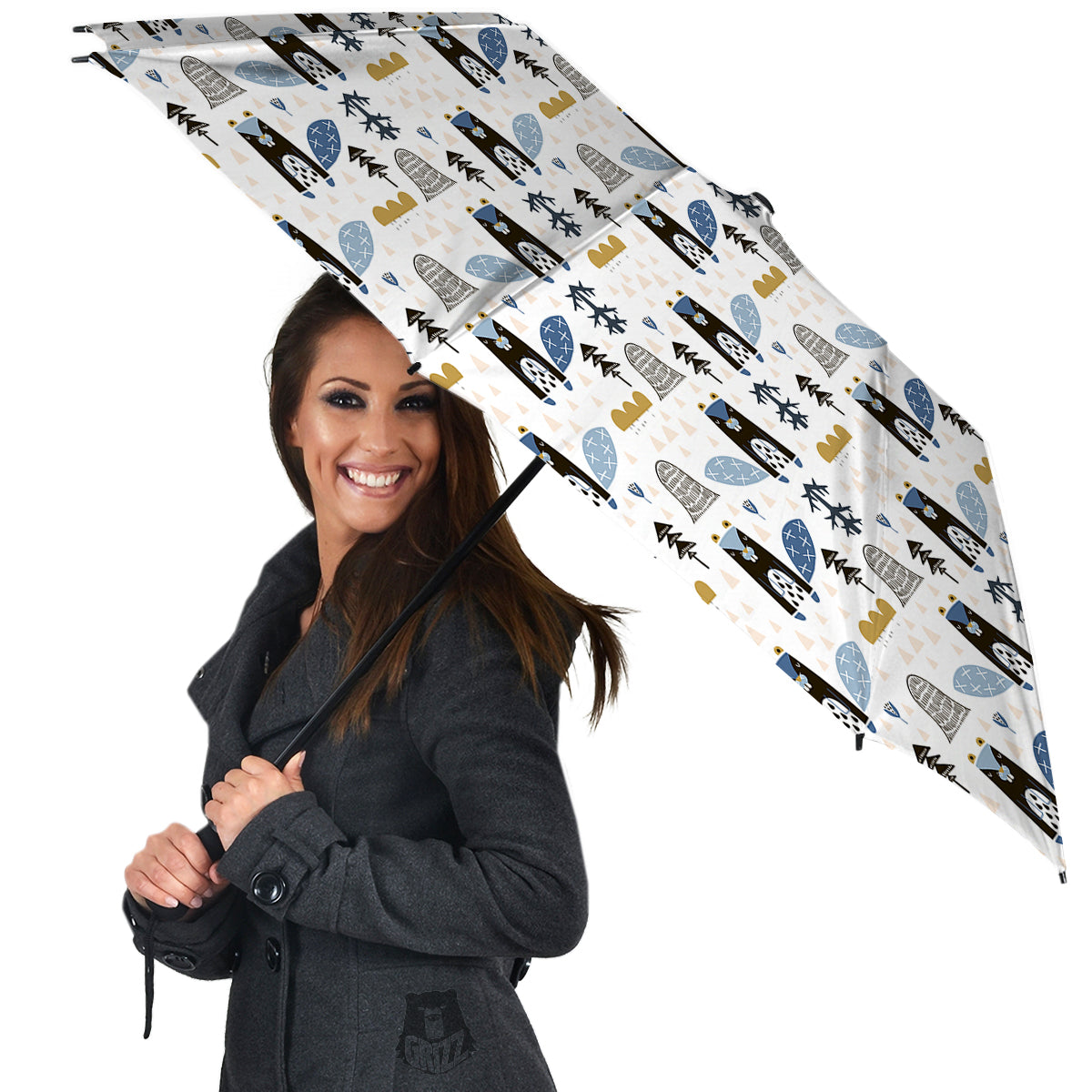 Beaver Cartoon Print Pattern Umbrella-grizzshop
