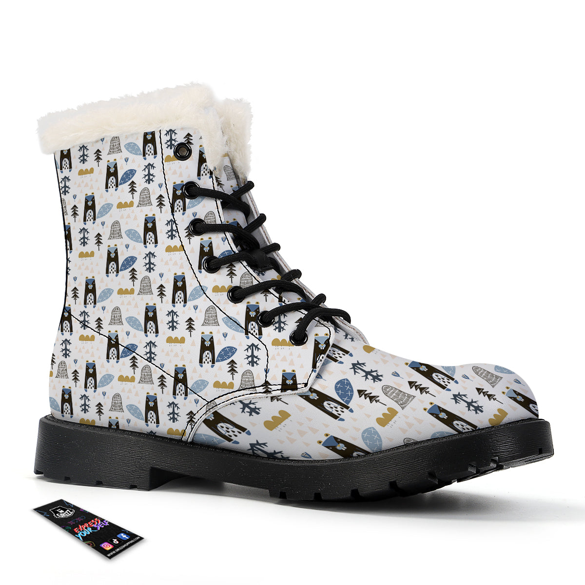 Beaver Cartoon Print Pattern Winter Boots-grizzshop