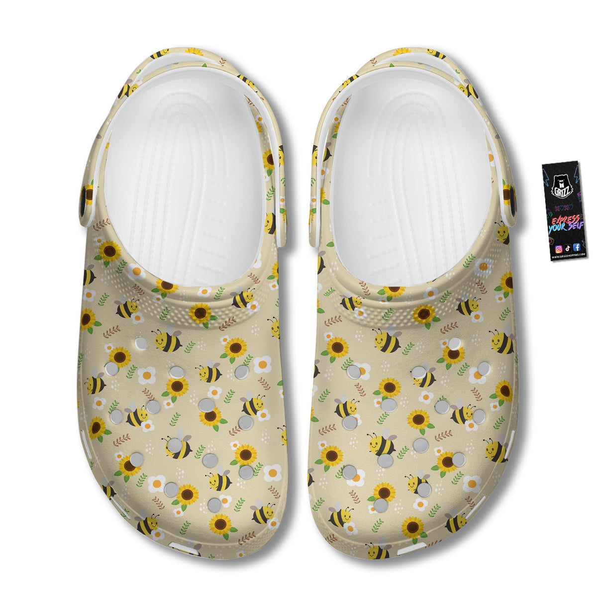Bee Cute Cartoon Print Pattern Clog-grizzshop