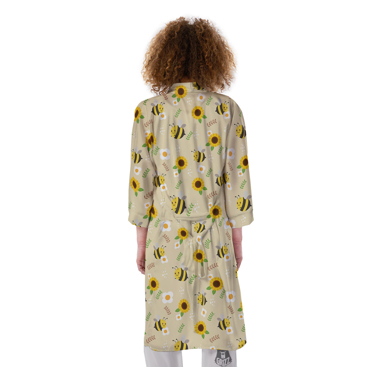 Bee Cute Cartoon Print Pattern Kimono-grizzshop