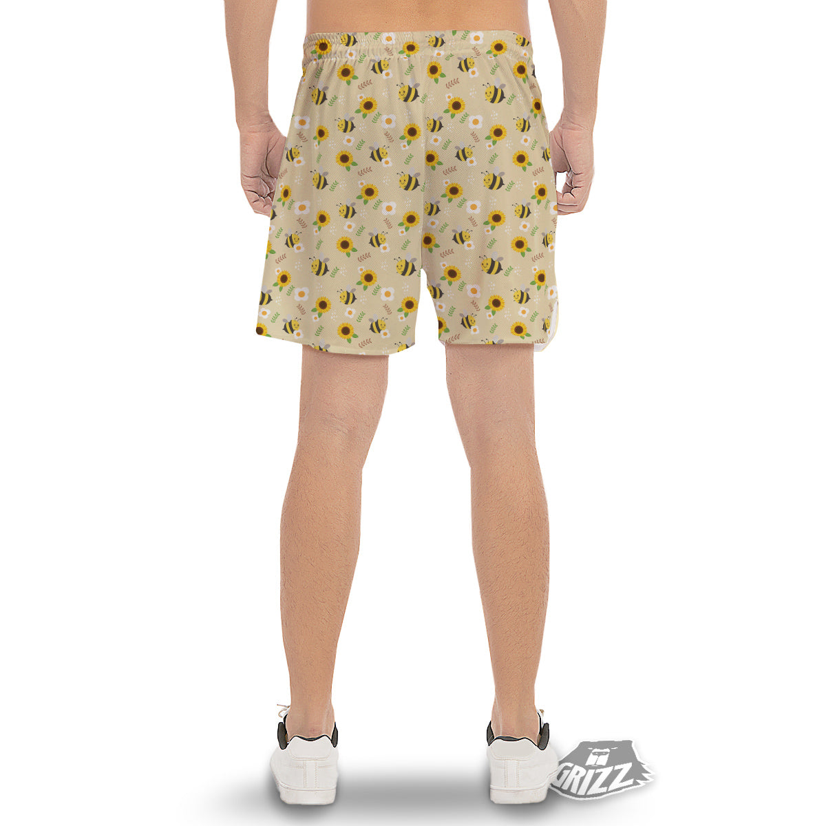 Bee Cute Cartoon Print Pattern Men's Gym Shorts-grizzshop