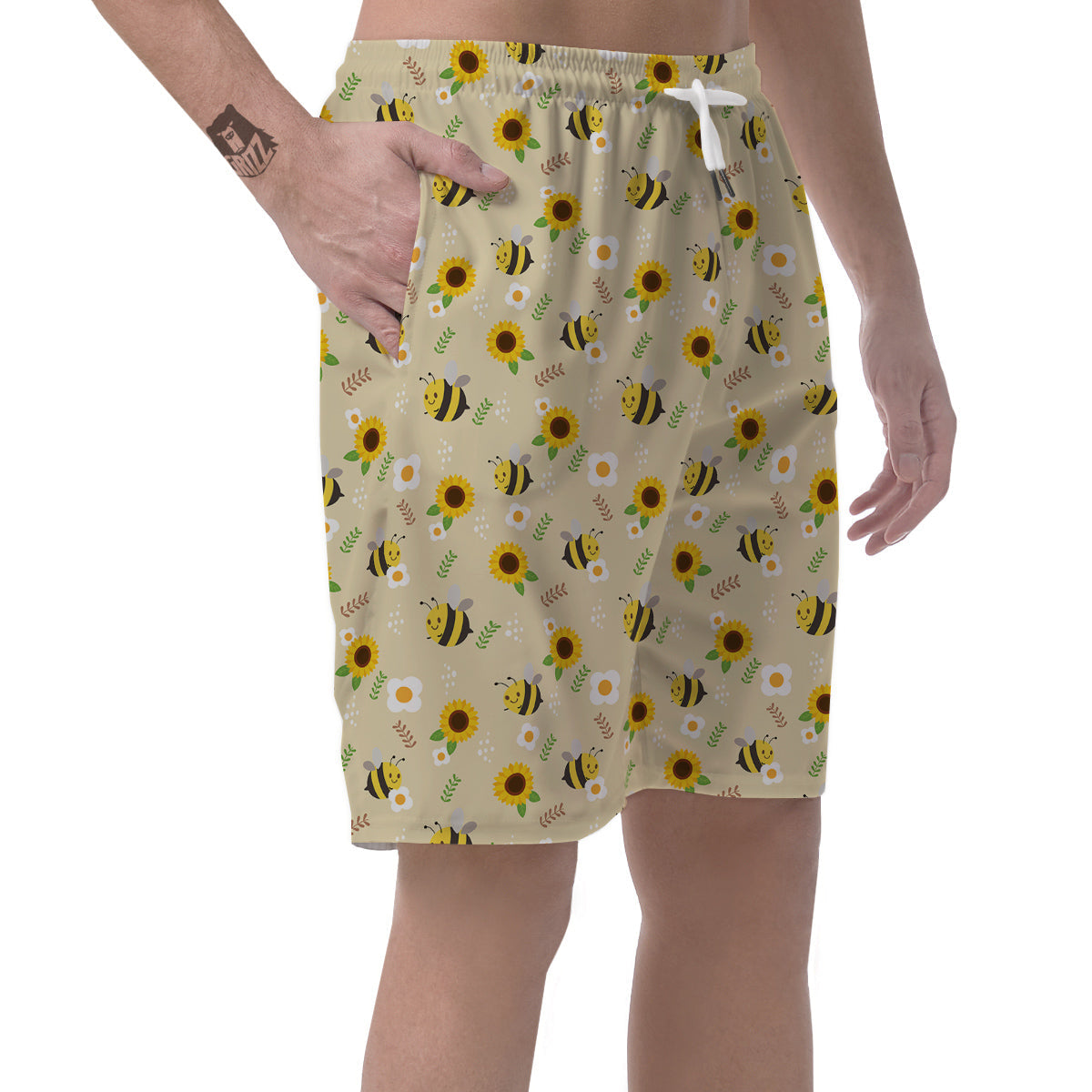 Bee Cute Cartoon Print Pattern Men's Shorts-grizzshop
