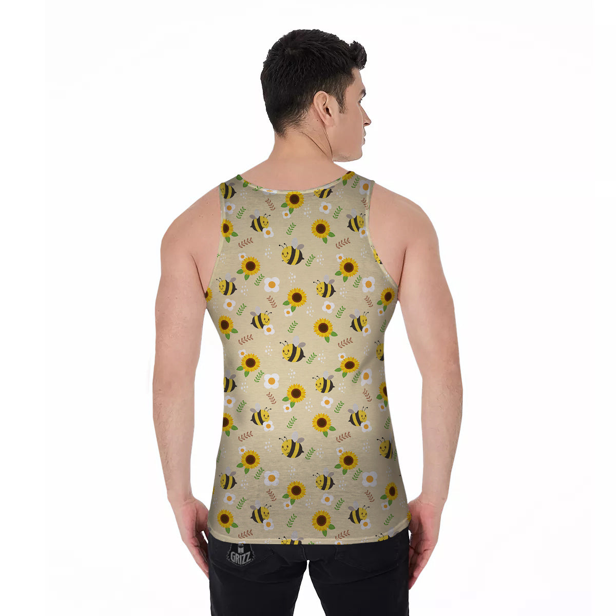 Bee Cute Cartoon Print Pattern Men's Tank Top-grizzshop