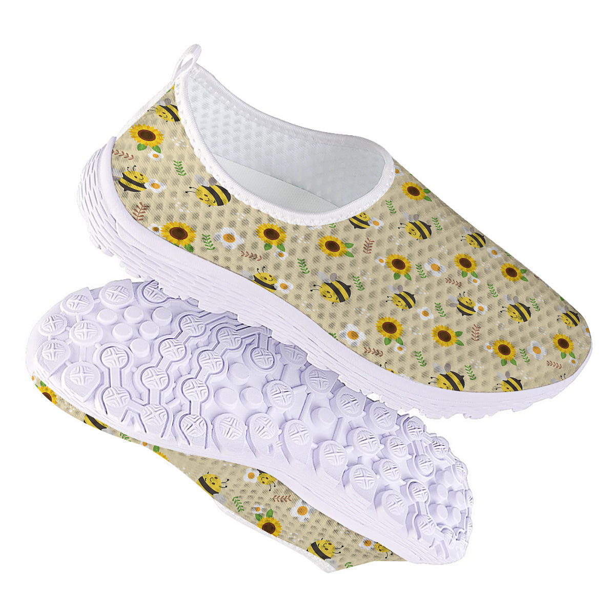 Bee Cute Cartoon Print Pattern Nurse Shoes-grizzshop
