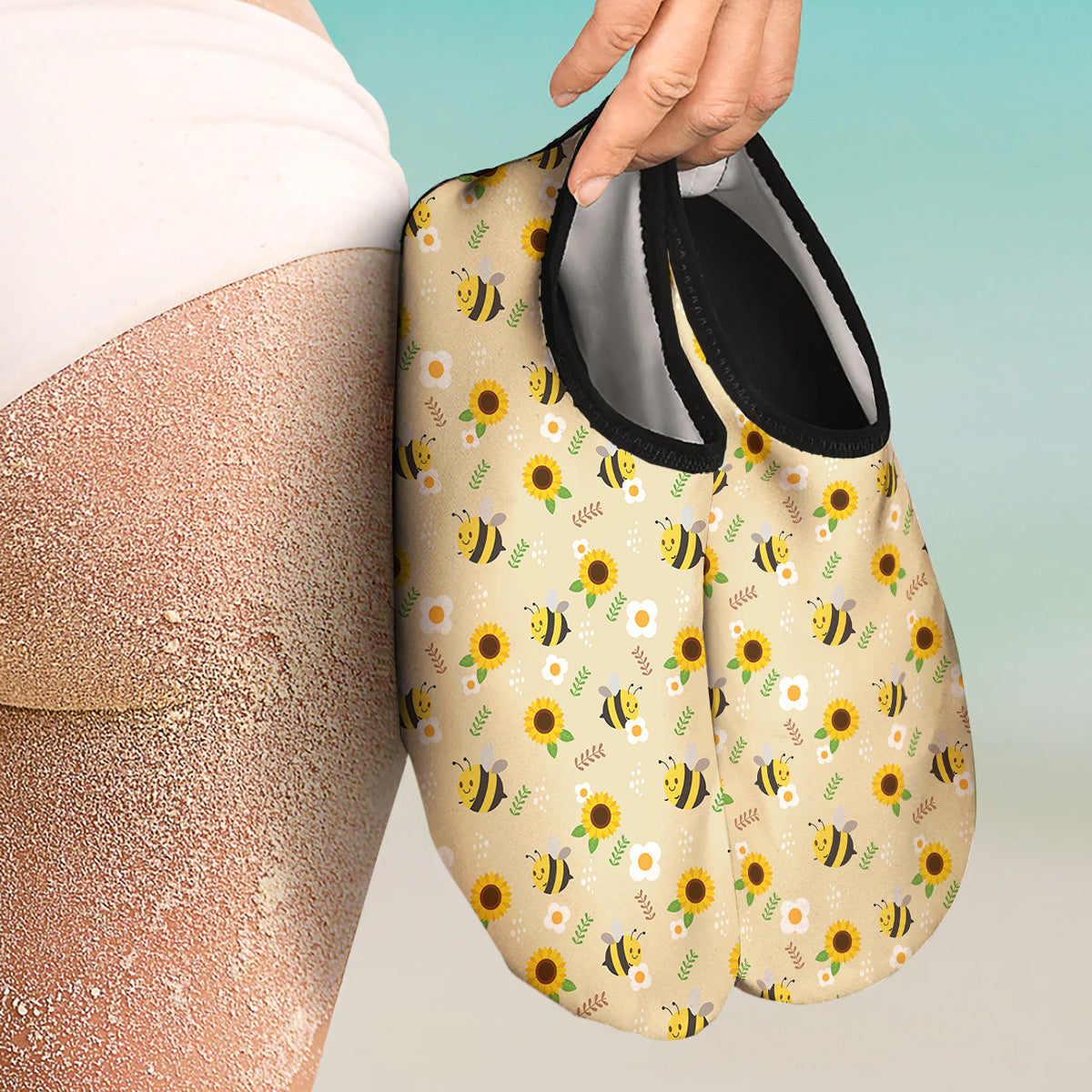 Bee Cute Cartoon Print Pattern Water Shoes-grizzshop