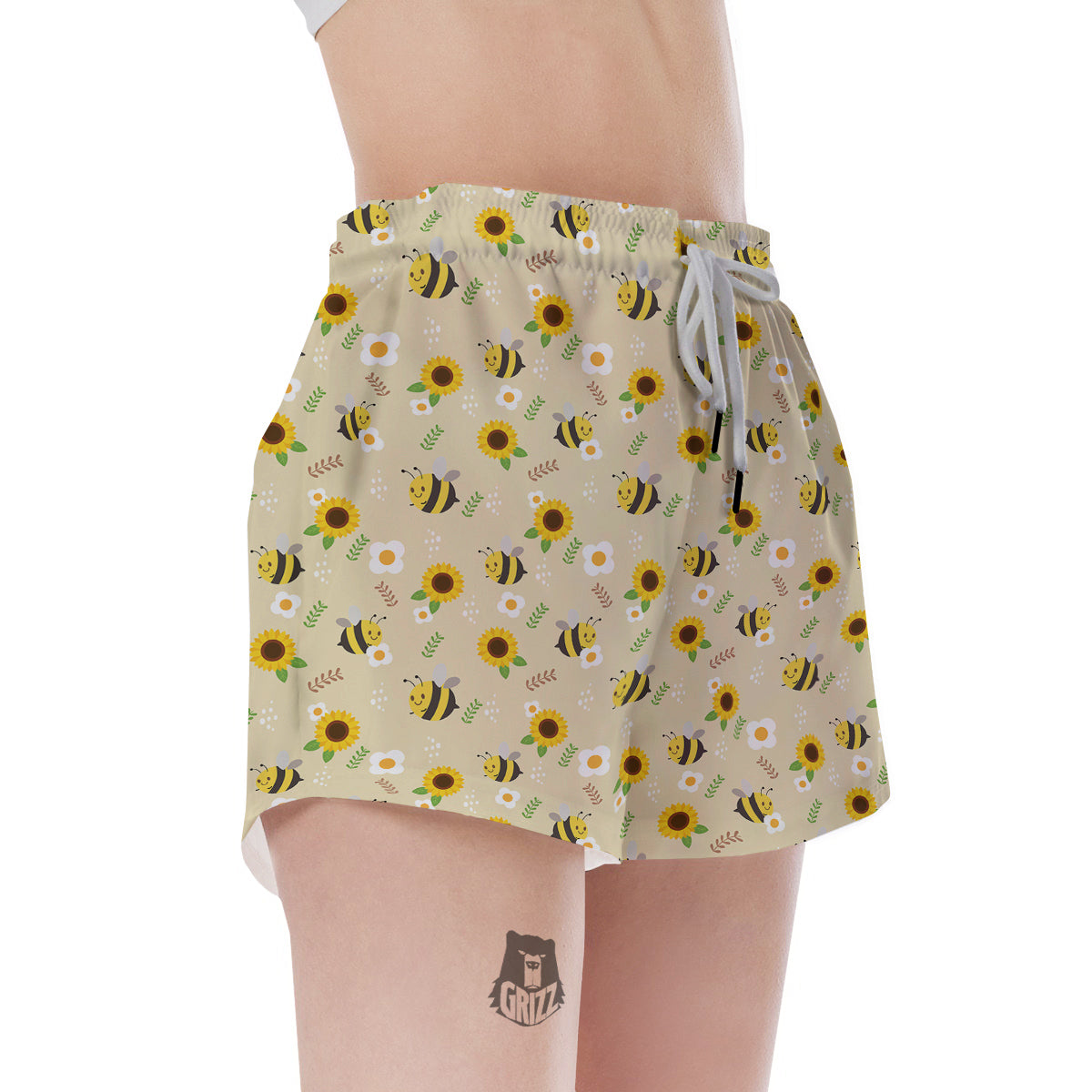 Bee Cute Cartoon Print Pattern Women's Shorts-grizzshop