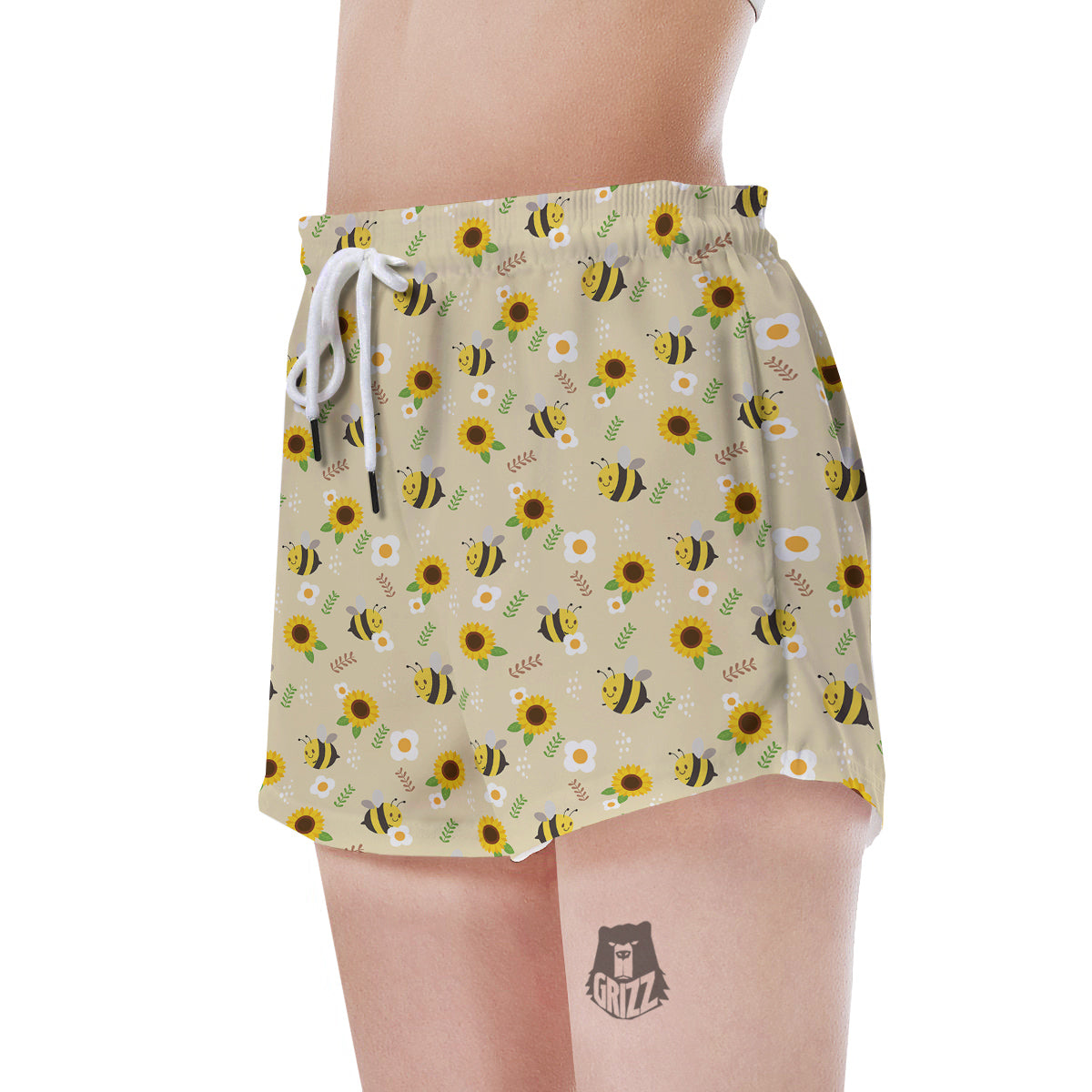 Bee Cute Cartoon Print Pattern Women's Shorts-grizzshop