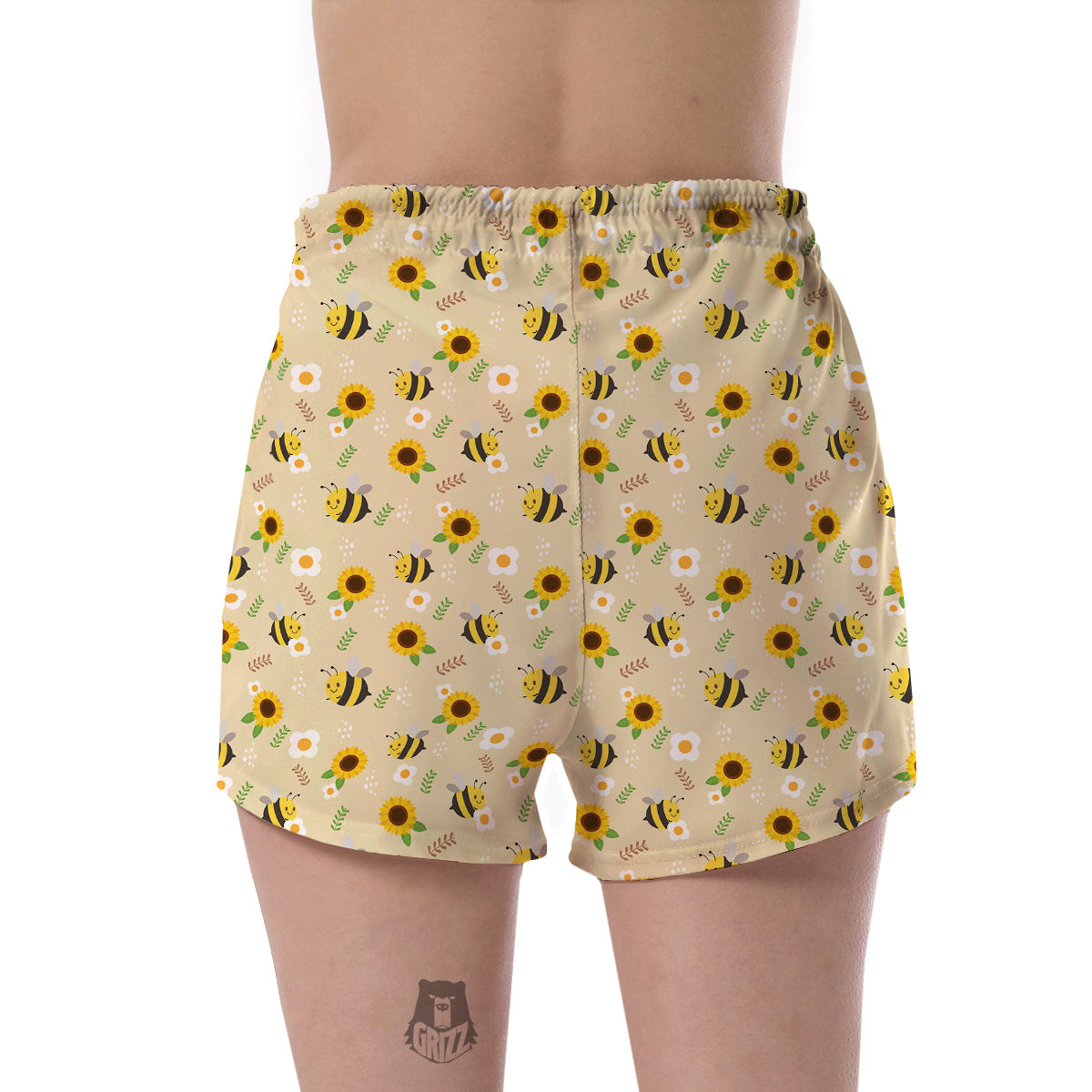 Bee Cute Cartoon Print Pattern Women's Shorts-grizzshop