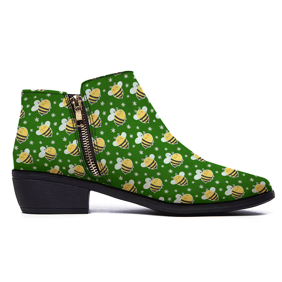 Bee Cute Honey Print Pattern Ankle Boots-grizzshop