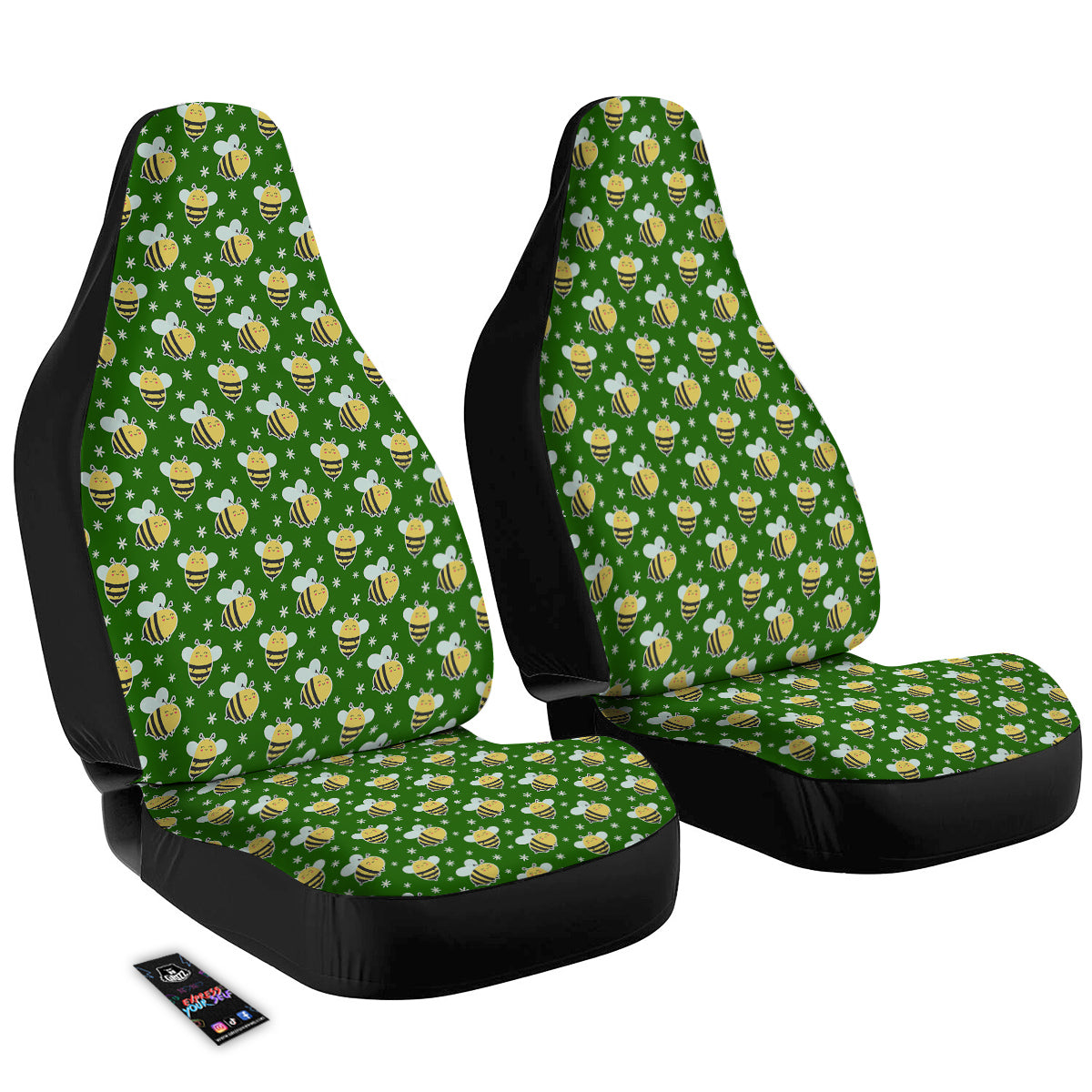 Bee Cute Honey Print Pattern Car Seat Covers-grizzshop