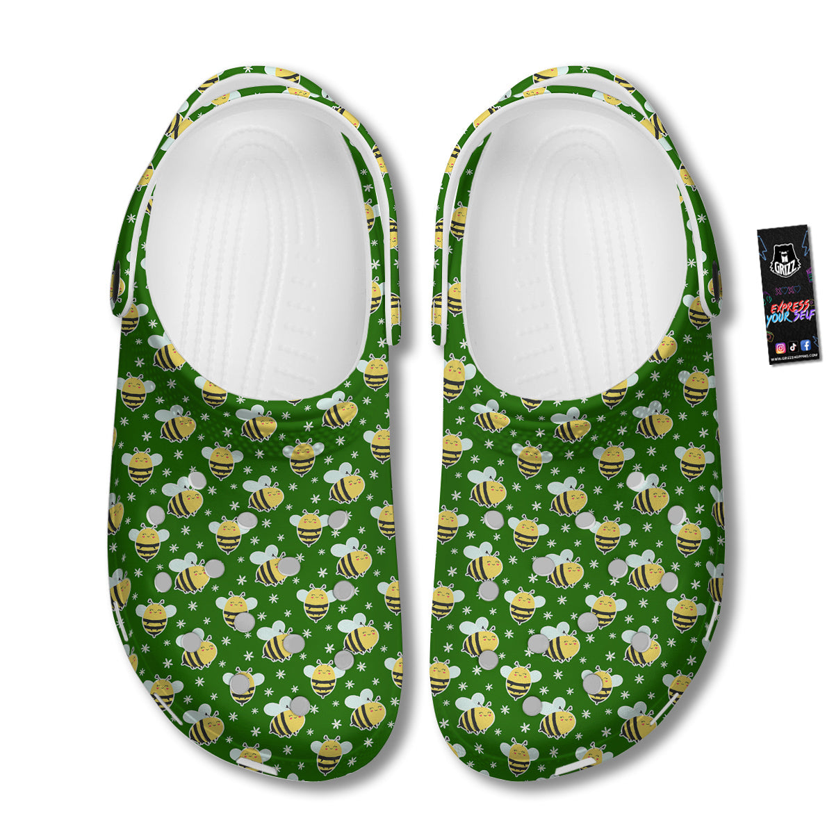 Bee Cute Honey Print Pattern Clog-grizzshop