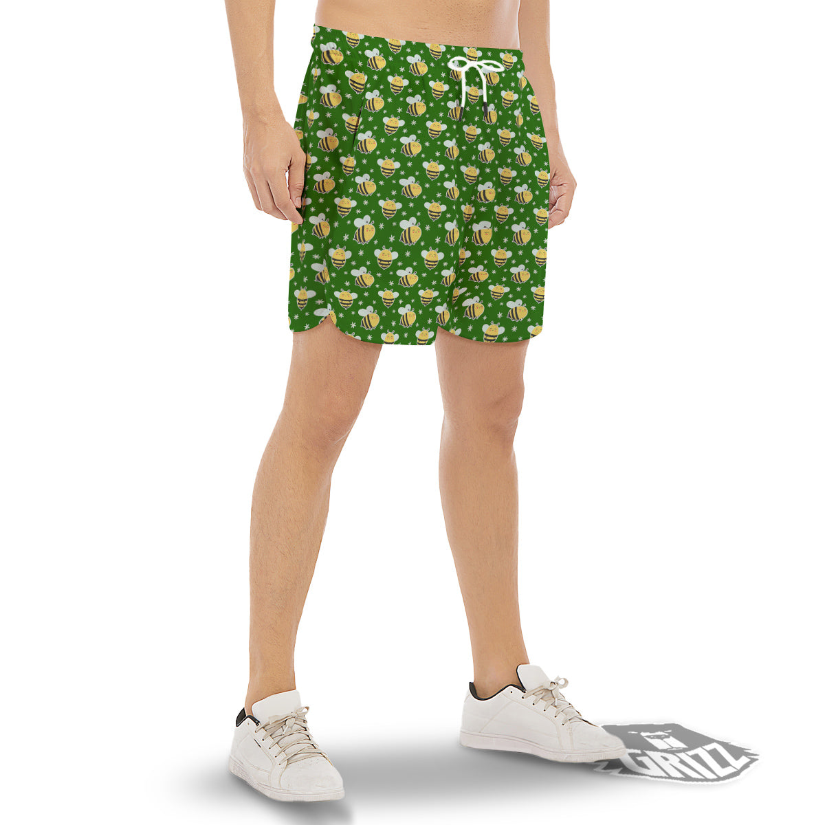 Bee Cute Honey Print Pattern Men's Gym Shorts-grizzshop