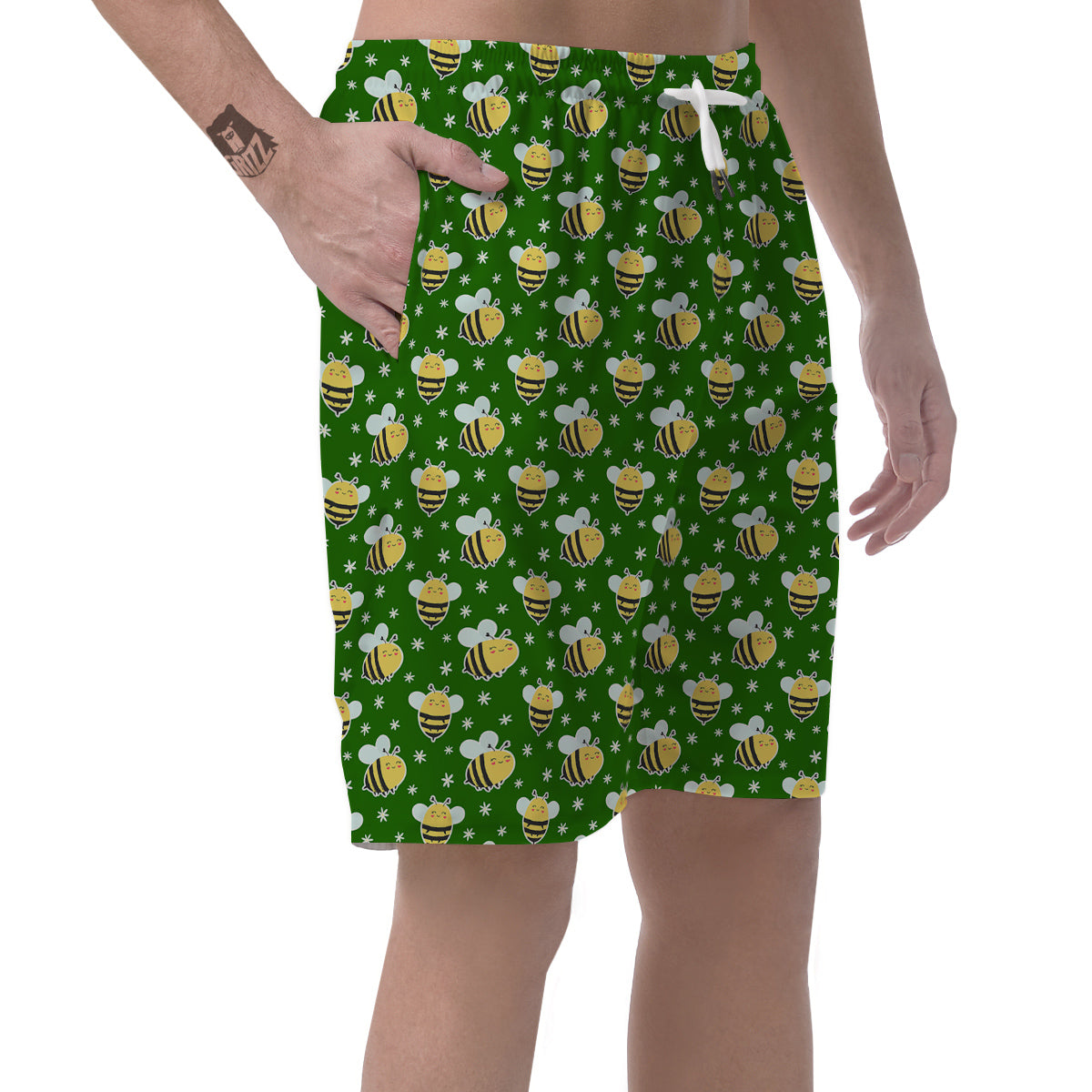Bee Cute Honey Print Pattern Men's Shorts-grizzshop