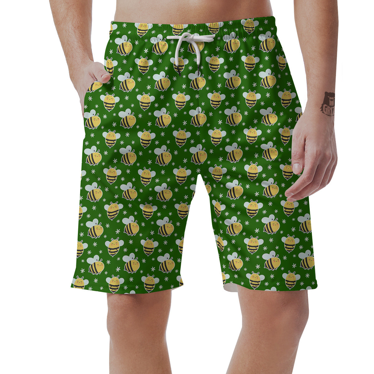 Bee Cute Honey Print Pattern Men's Shorts-grizzshop
