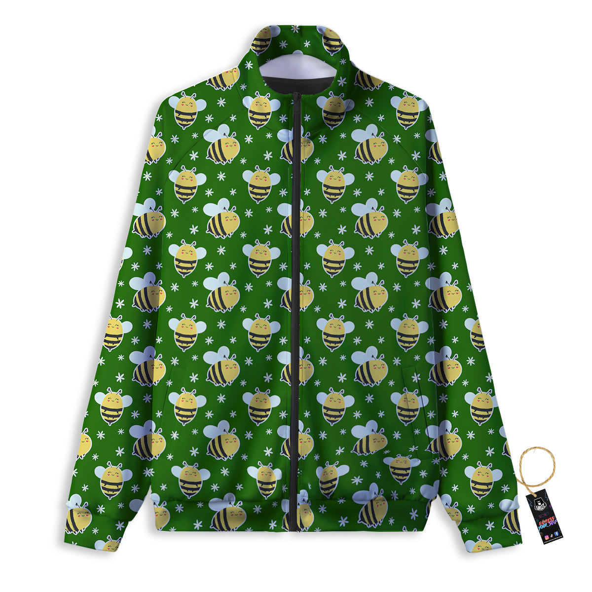 Bee Cute Honey Print Pattern Track Jacket-grizzshop