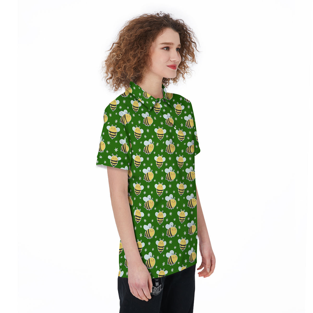 Bee Cute Honey Print Pattern Women's Golf Shirts-grizzshop