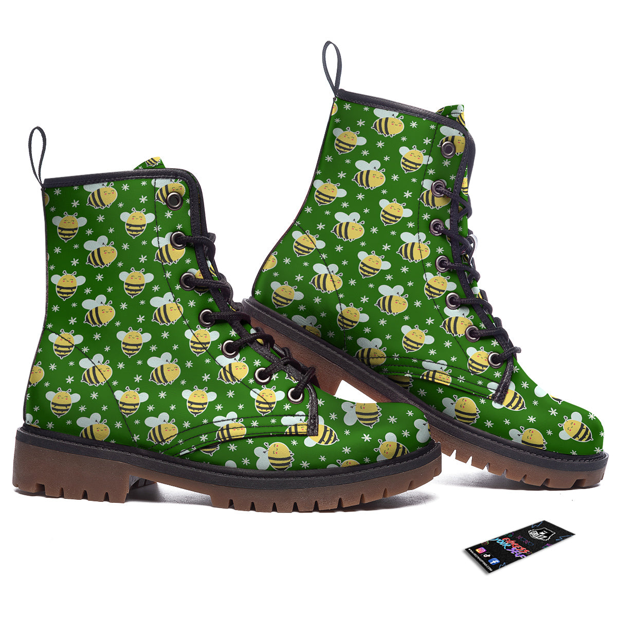 Bee Cute Honey Print Pattern Work Boots-grizzshop