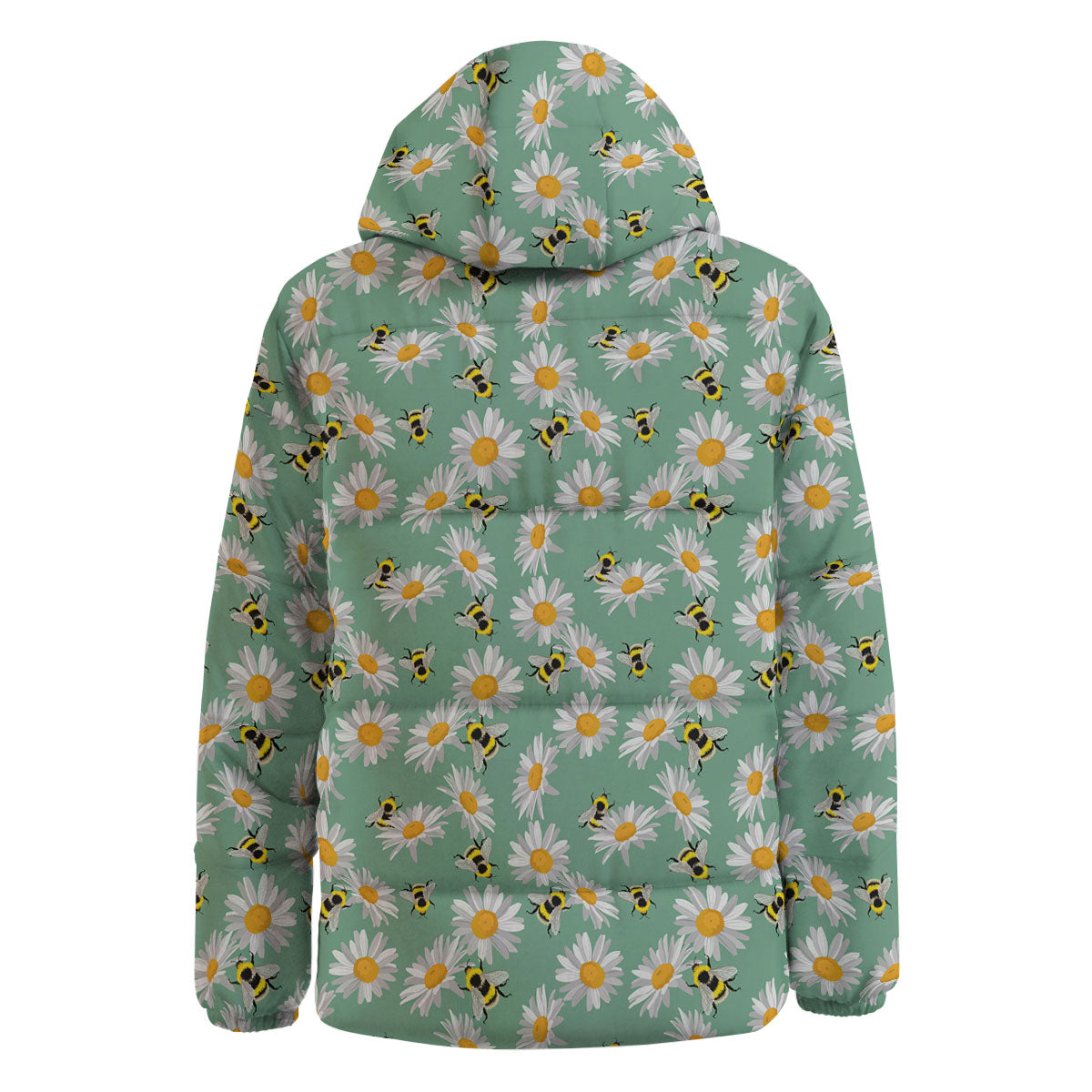 Bee Flower Print Pattern Down Jacket-grizzshop