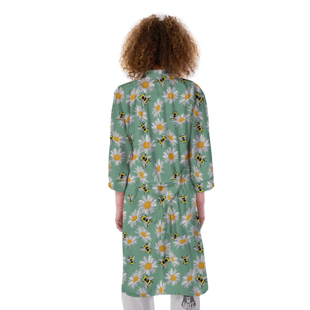 Bee Flower Print Pattern Kimono-grizzshop