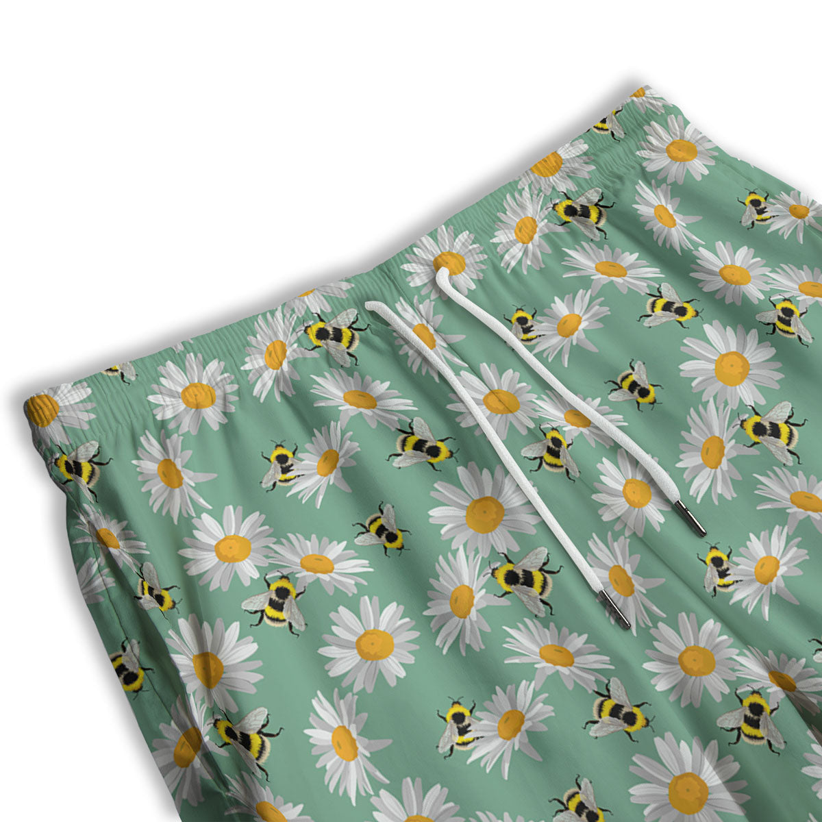 Bee Flower Print Pattern Men's Athletic Shorts-grizzshop