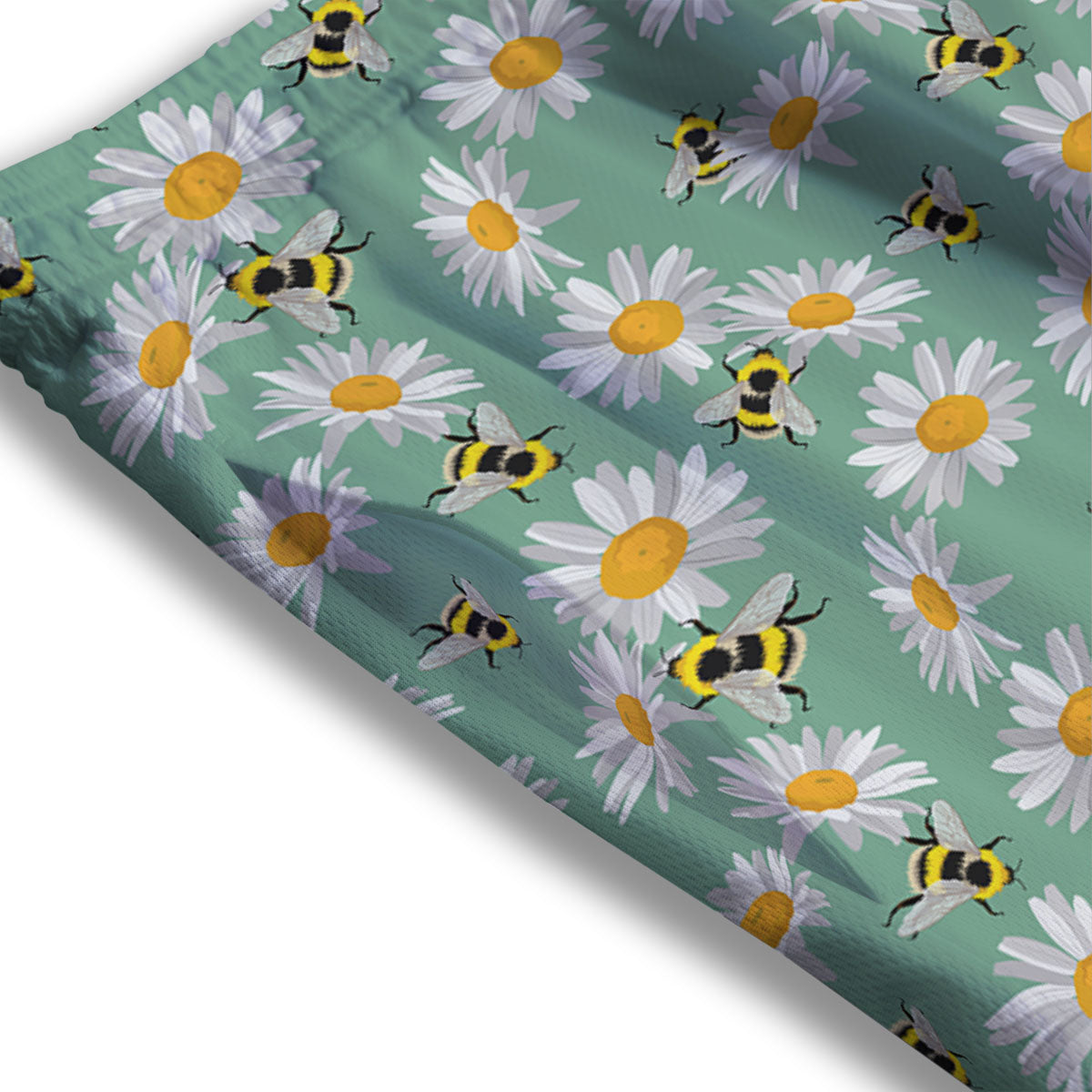 Bee Flower Print Pattern Mesh Shorts