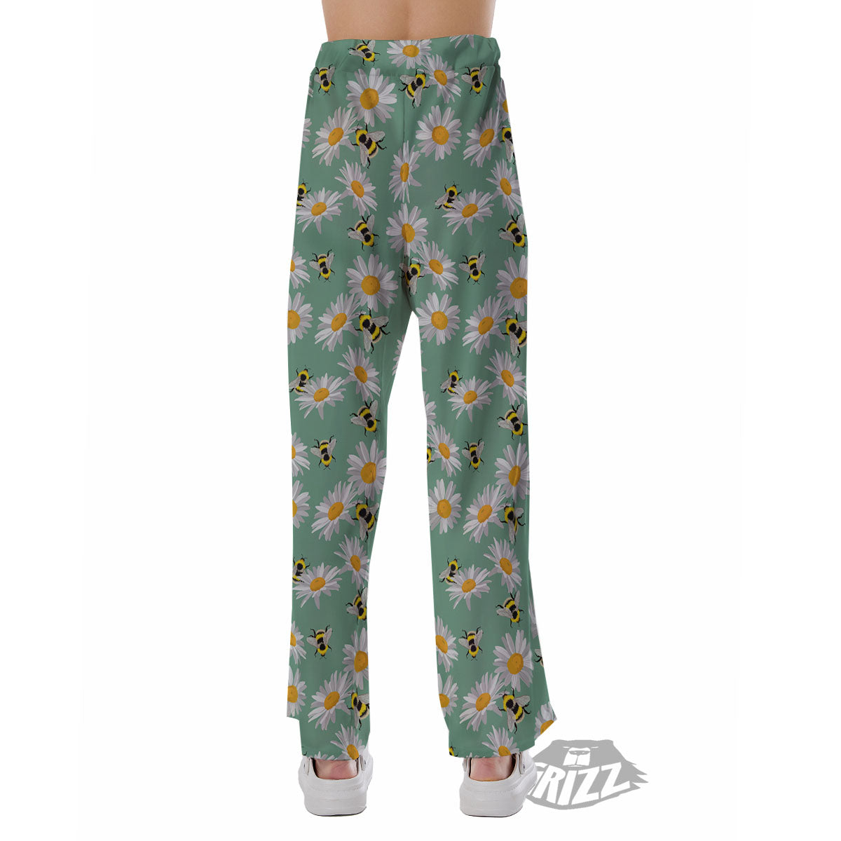 Bee Flower Print Pattern Pajama Pants-grizzshop