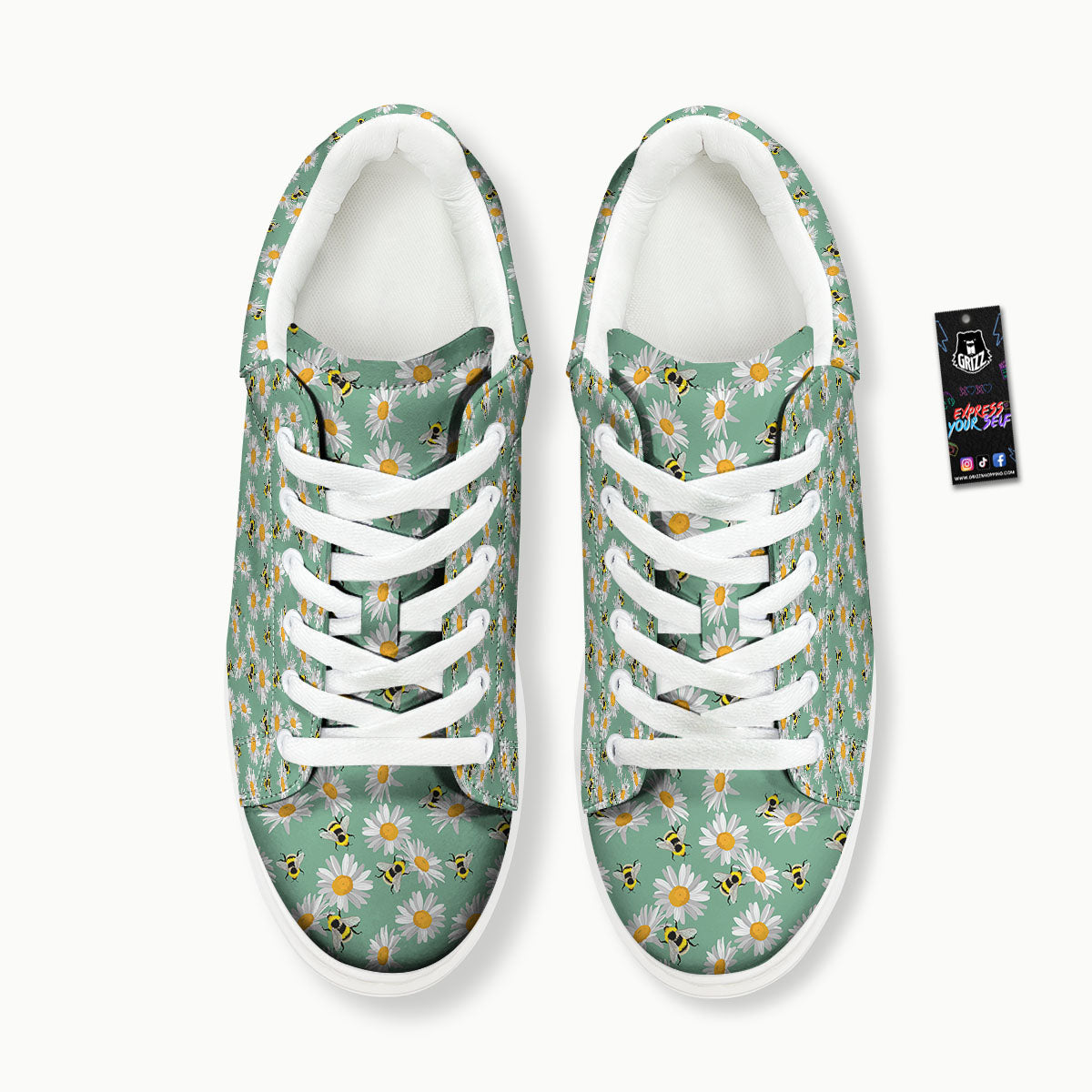 Bee Flower Print Pattern Platform Shoes-grizzshop