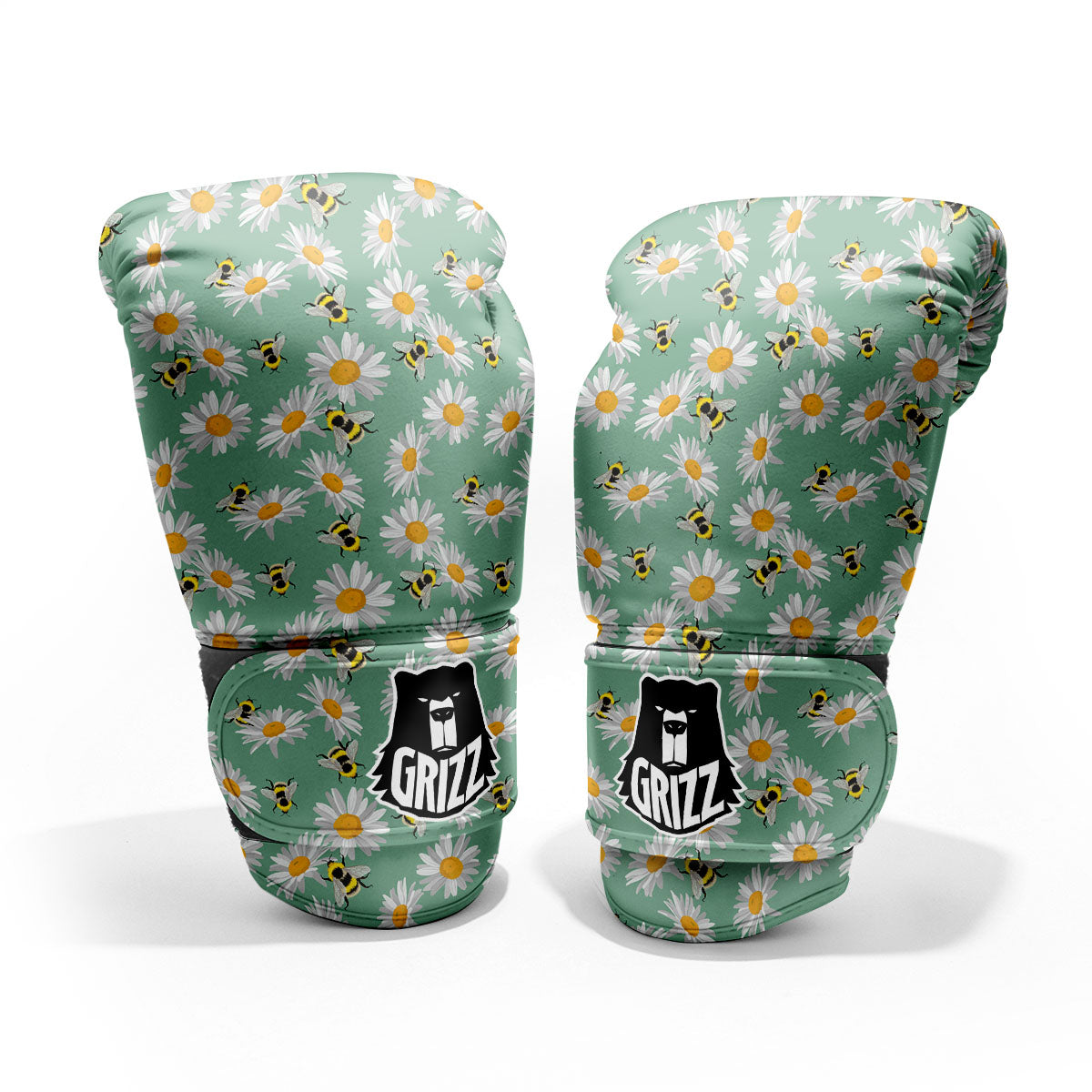 Bee Flower Print Pattern Pro Boxing Glove