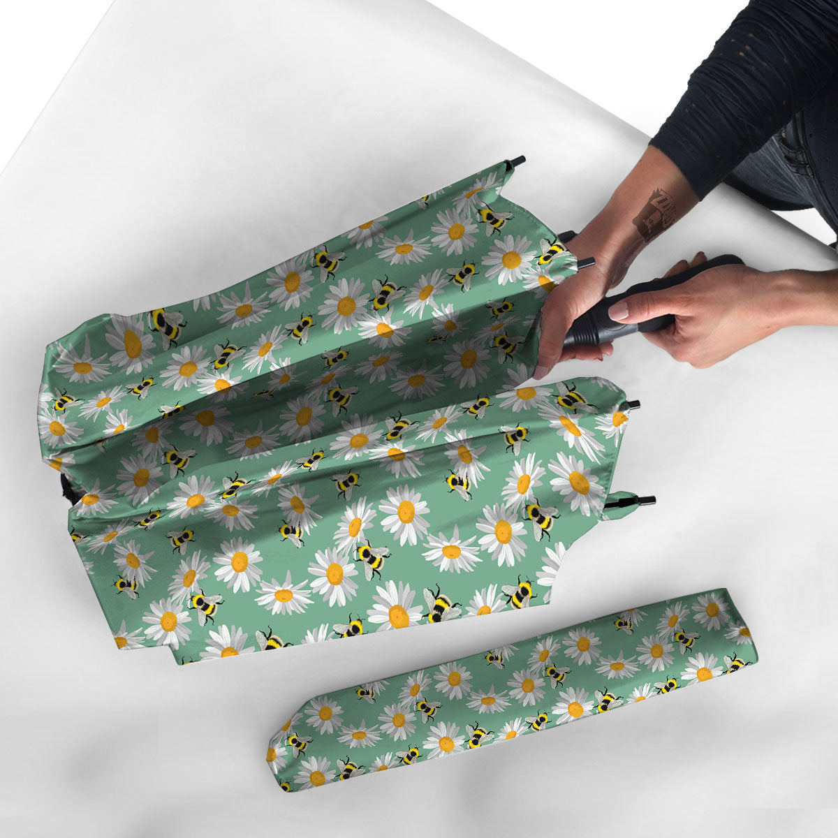 Bee Flower Print Pattern Umbrella-grizzshop