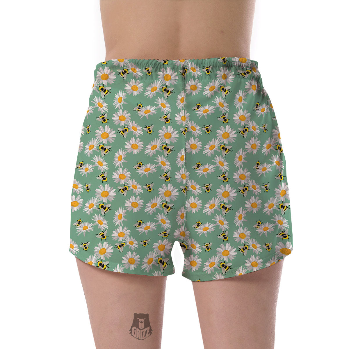 Bee Flower Print Pattern Women's Shorts-grizzshop
