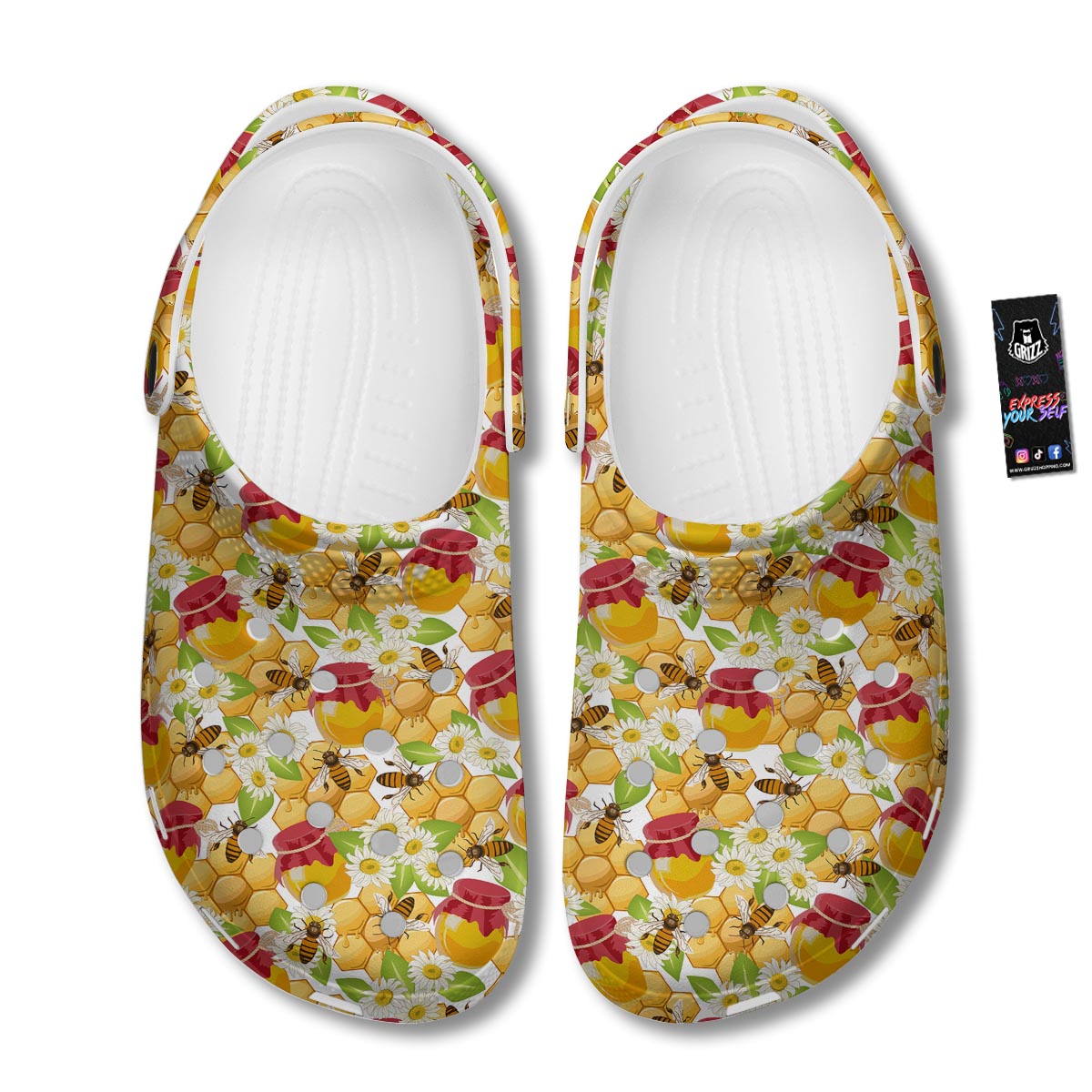 Bee Hive Sweet Honey Print Pattern Clog-grizzshop