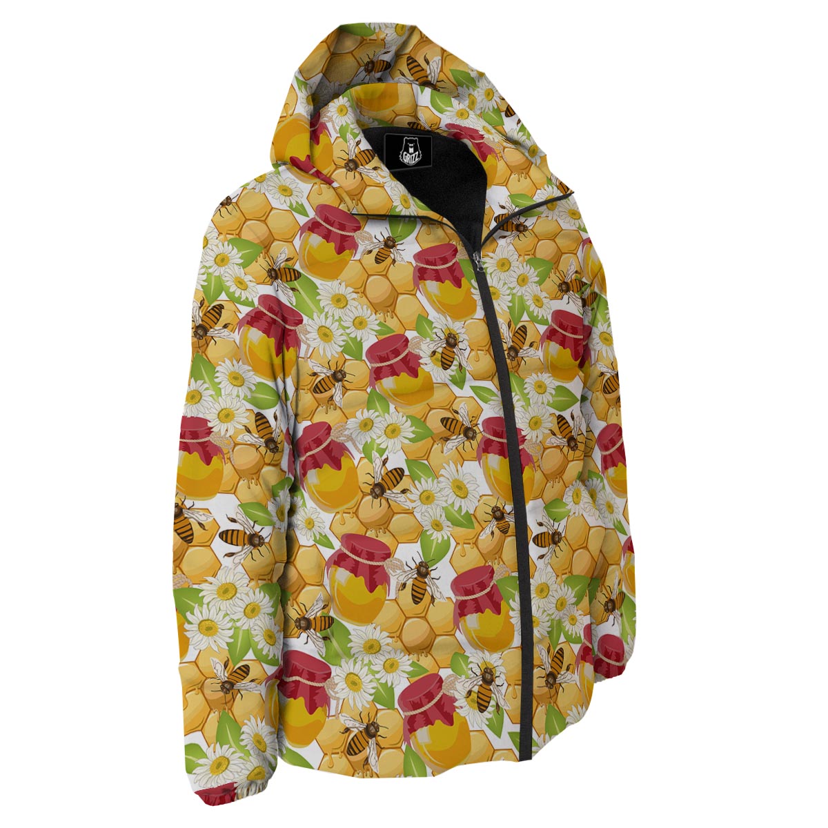 Bee Hive Sweet Honey Print Pattern Down Jacket-grizzshop