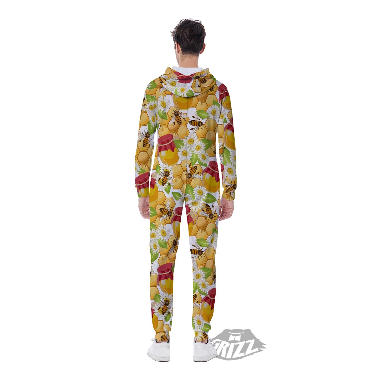 Bee Hive Sweet Honey Print Pattern Men's Jumpsuit-grizzshop